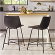 Walker Edison Upholstered Metal Counter Stools with X Base in Black