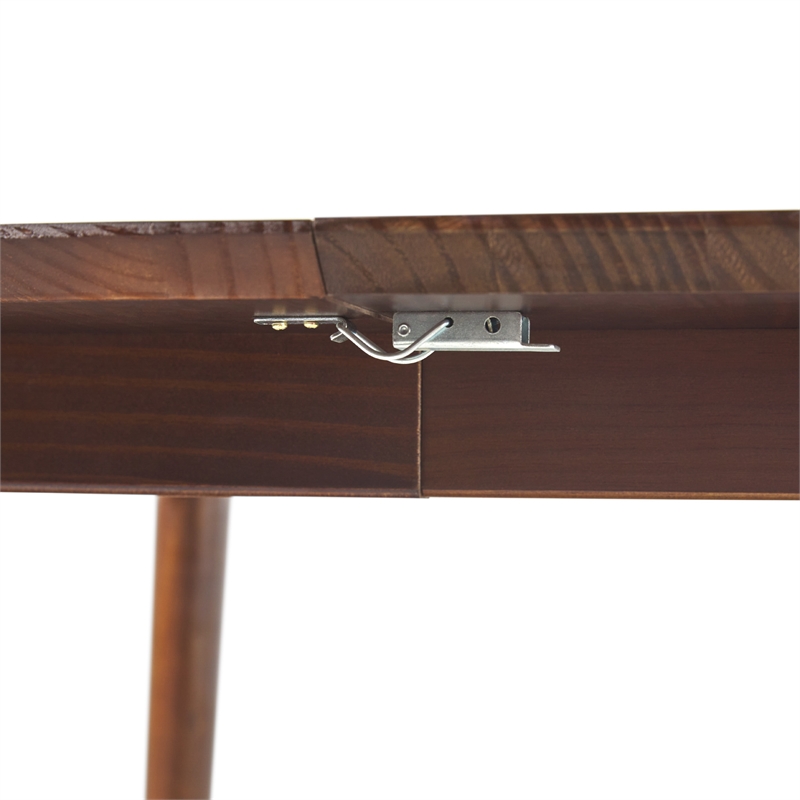 Walker Edison Oval Solid Wood Dining Table with Removable Leaf in Walnut