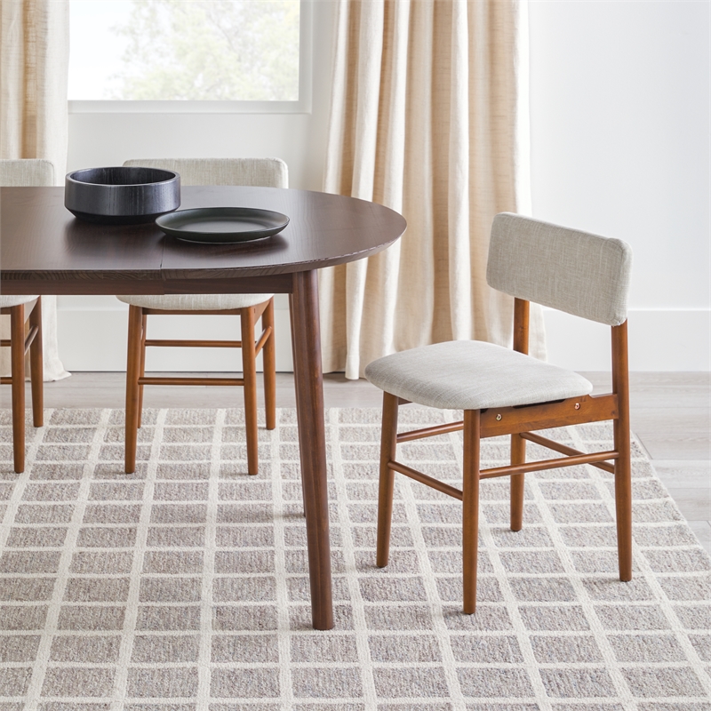 Walker Edison Oval Solid Wood Dining Table with Removable Leaf in Walnut