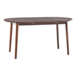 Walker Edison Oval Solid Wood Dining Table with Removable Leaf in Walnut