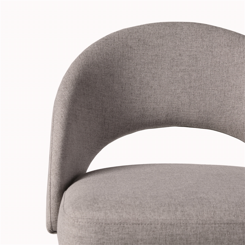 Walker Edison Metal Upholstered Bar Stool with Rounded Back in Off White