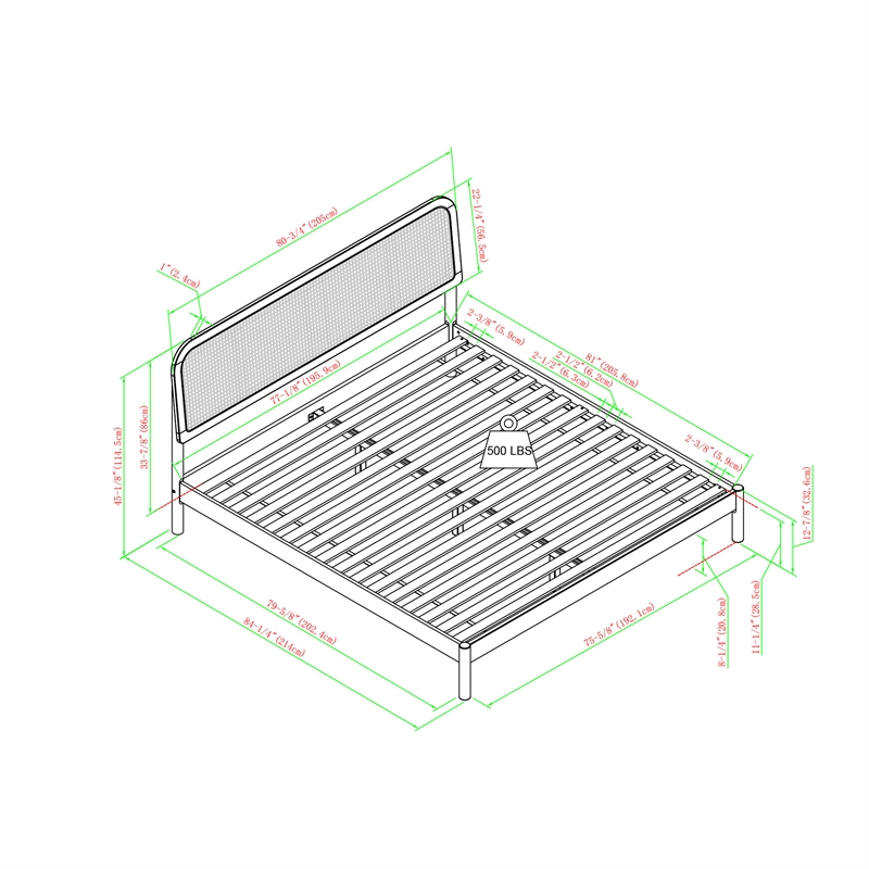 Walker Edison Rattan Headboard Solid Wood King Bedframe - Natural