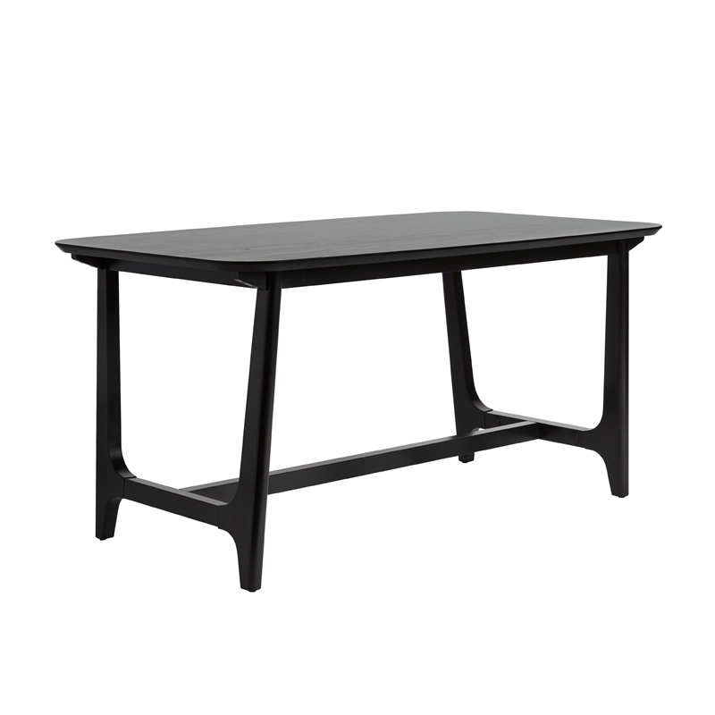 Walker Edison Modern Solid Wood Trestle Base Dining Table - Black Ash