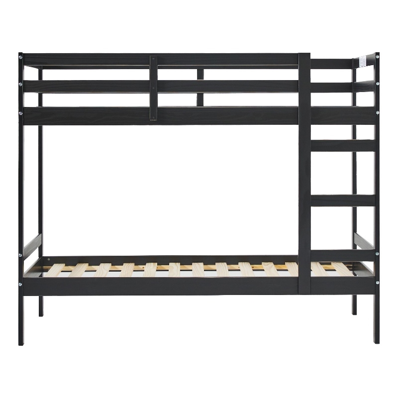 Walker Edison Twin over Twin Modern Solid Wood Bunk Bed in Black