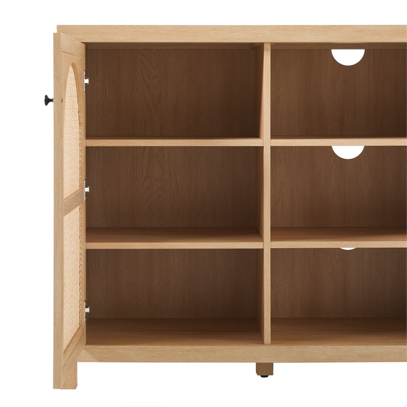 Walker Edison 2-Door Modern Rattan & Wood Sideboard in Coastal Oak