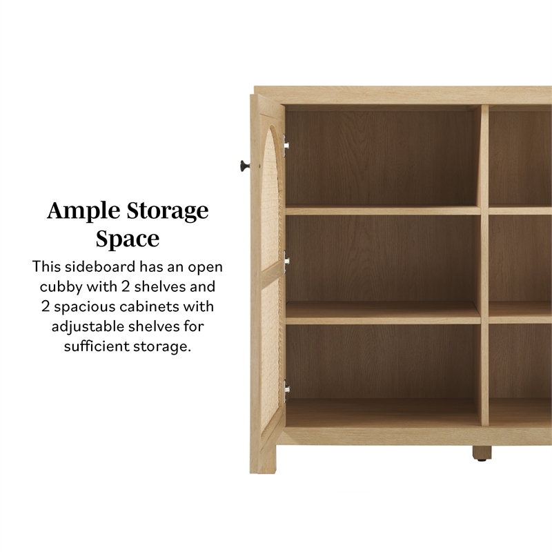 Walker Edison 2-Door Modern Rattan & Wood Sideboard in Coastal Oak