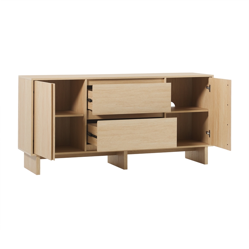Walker Edison 2-Door Modern Wood Sideboard with 2 Drawers in Coastal Oak