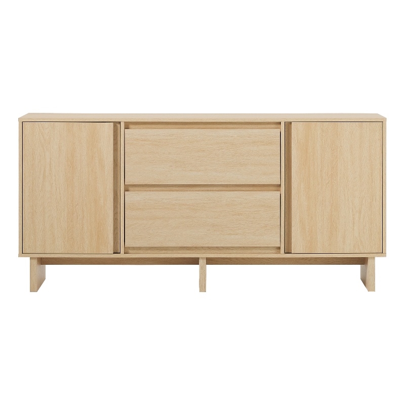 Walker Edison 2-Door Modern Wood Sideboard with 2 Drawers in Coastal Oak