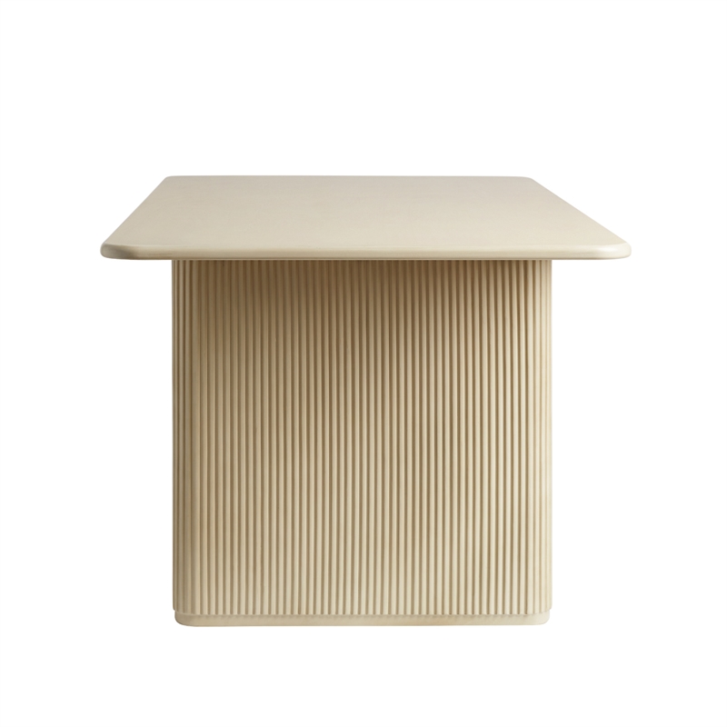 Modern Vertical Reeded Wood Plinth-Base Dining Table - 68 Inch - Birch