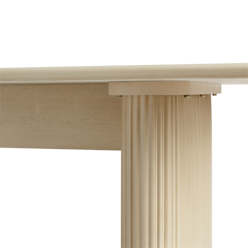 Modern Vertical Reeded Wood Plinth-Base Dining Table - 68 Inch - Birch