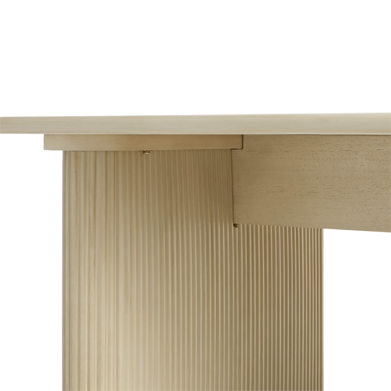 Modern Vertical Reeded Wood Plinth-Base Dining Table - 68 Inch - Birch