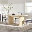 Modern Vertical Reeded Wood Plinth-Base Dining Table - 68 Inch - Birch