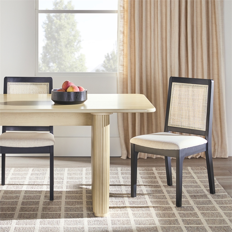 Modern Vertical Reeded Wood Plinth-Base Dining Table - 68 Inch - Birch