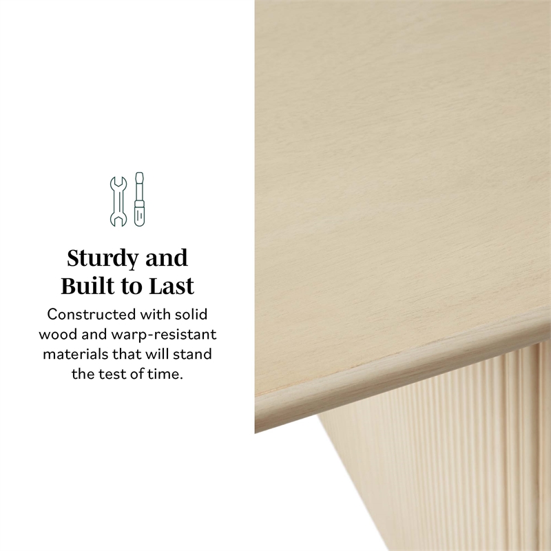 Modern Vertical Reeded Wood Plinth-Base Dining Table - 68 Inch - Birch
