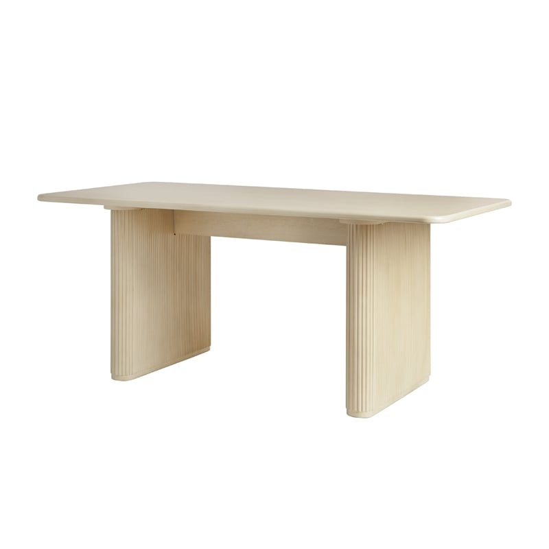 Modern Vertical Reeded Wood Plinth-Base Dining Table - 68 Inch - Birch