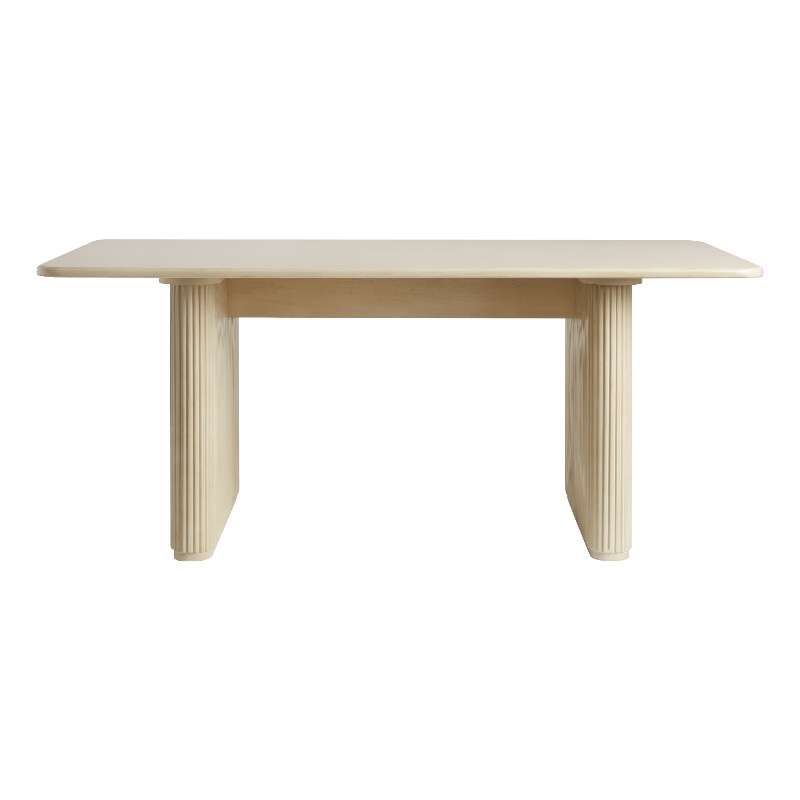 Modern Vertical Reeded Wood Plinth-Base Dining Table - 68 Inch - Birch