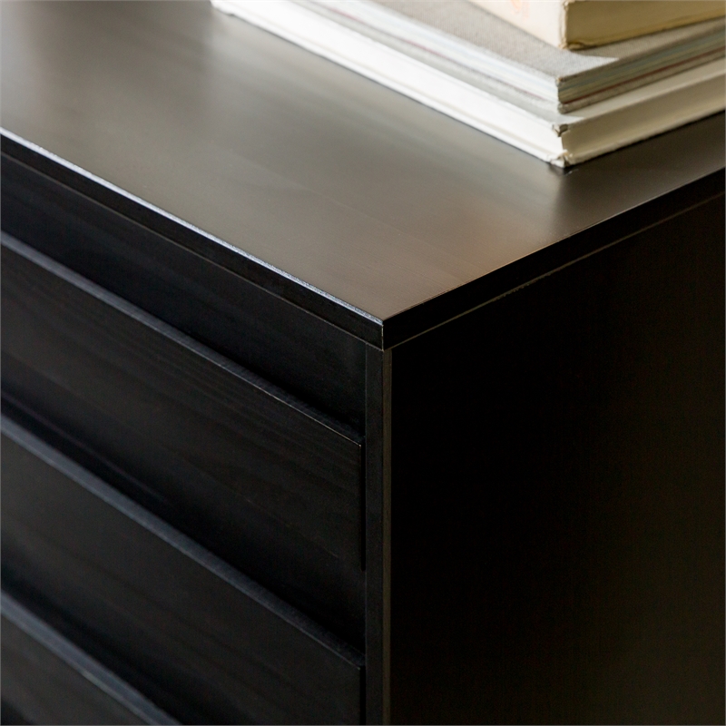 Walker Edison Modern Channel Pull 6-Drawer Solid Wood Dresser 58 Inch Black