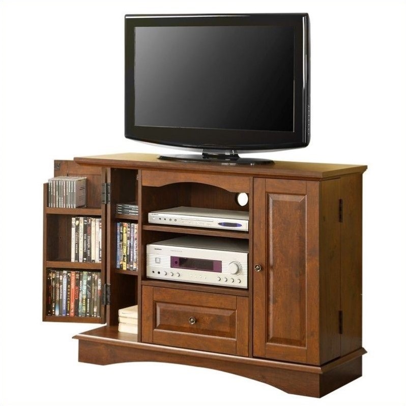 42 Inch TV Console with Media Storage in Brown