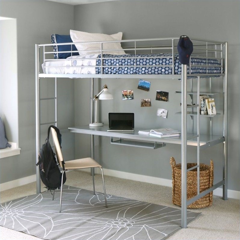 Metal Twin Loft Bed With Workstation In, Twin Over Desk Bunk Bed