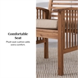 Wood Patio Chairs in Brown with Cushion - Set of 2