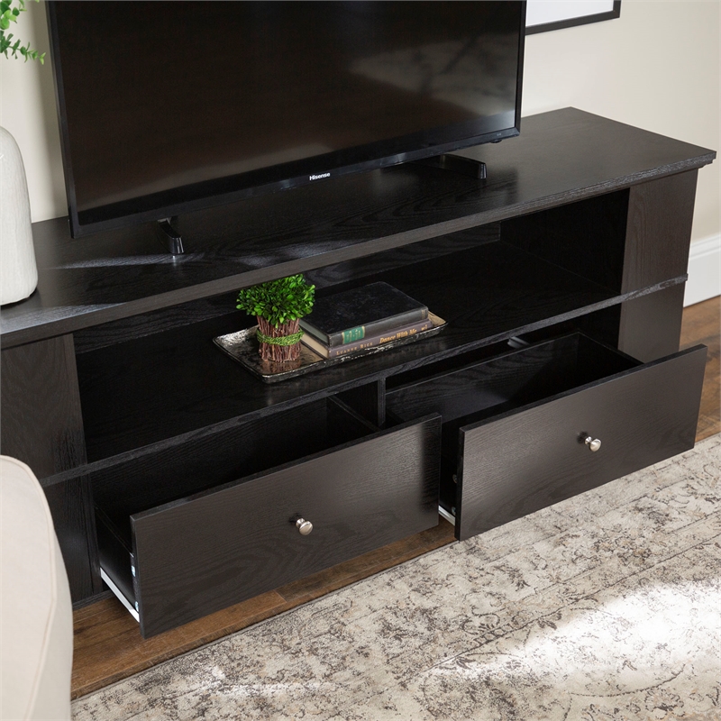 Walker Edison 60" Wood Contemporary TV Stand in Black ...