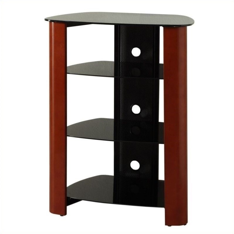 Walker Edison Regal MultiLevel Component Stand in Wood Cherry V35MWF