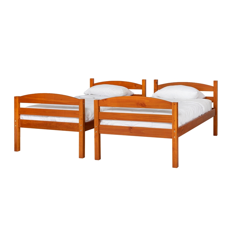 Twin Over Bunk Bed In Honey, Twin Bunk Bed Frame Dimensions