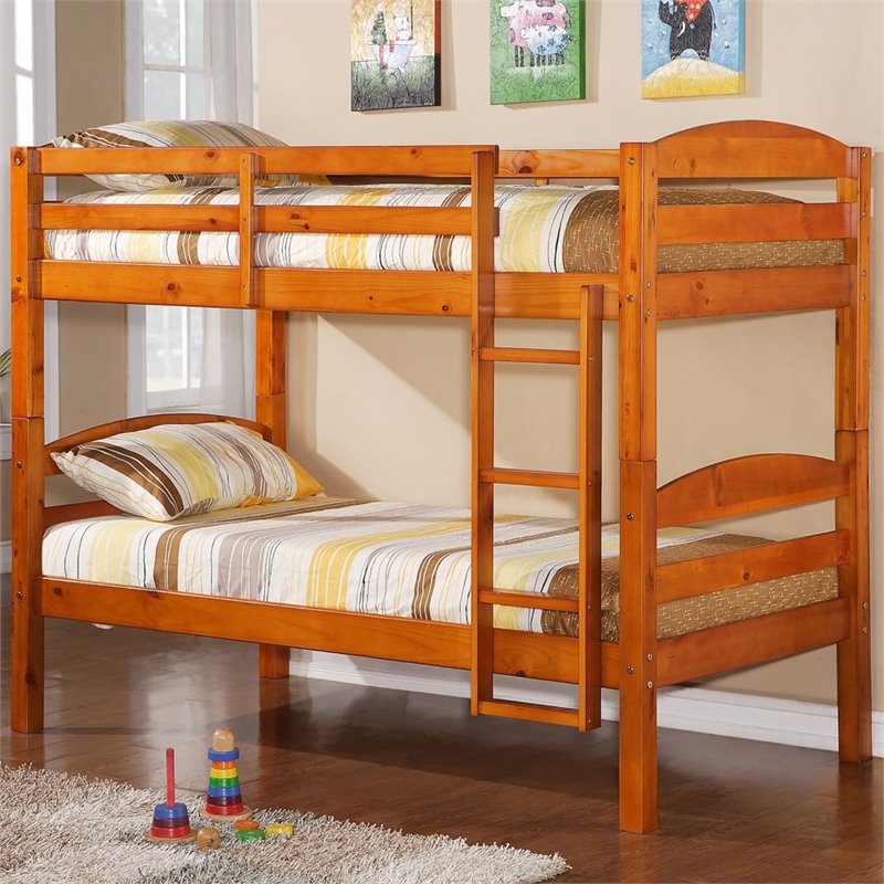Twin Over Bunk Bed In Honey, Honey Bunk Beds