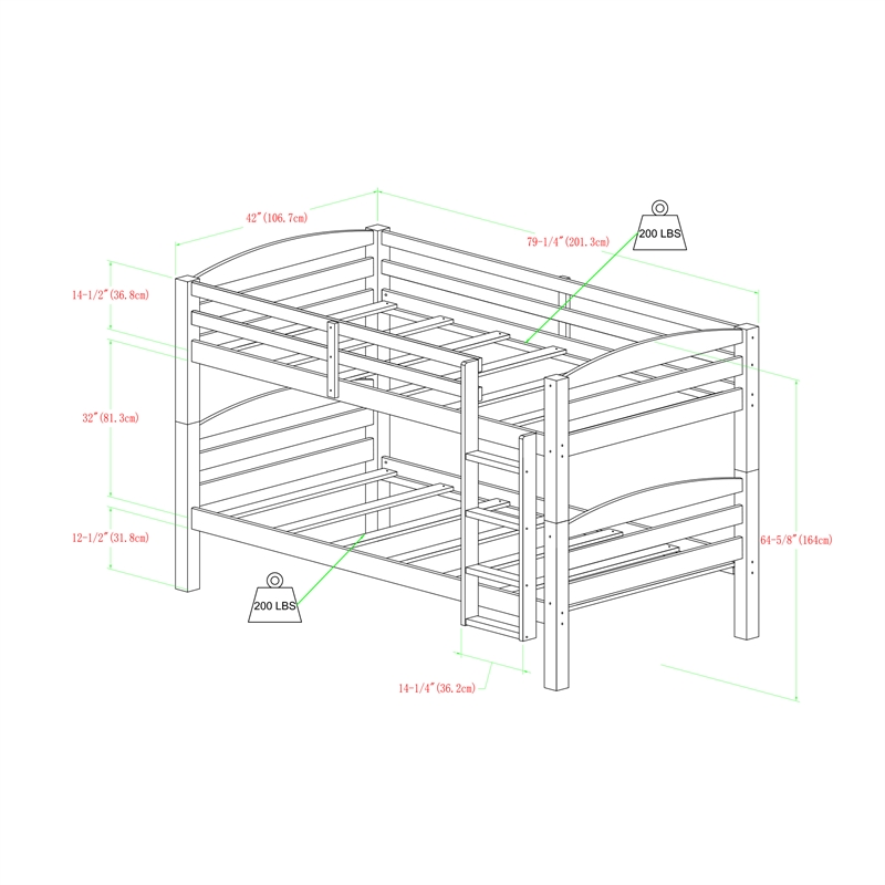 Solid Wood Twin Over Bunk Bed, Mainstays Wood Bunk Bed Instructions