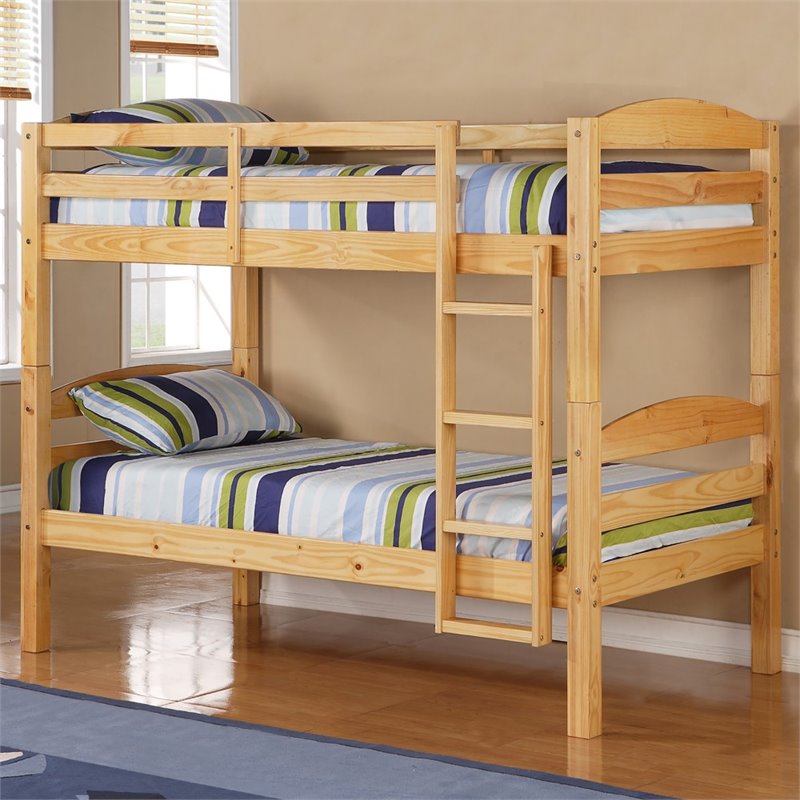 Solid Wood Twin Over Bunk Bed, We Furniture Twin Over Twin Solid Wood Bunk Bed Natural