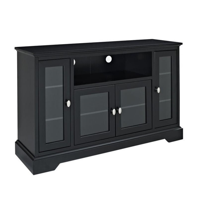 52" Highboy Style Wood TV Stand in Black - W52C32BL