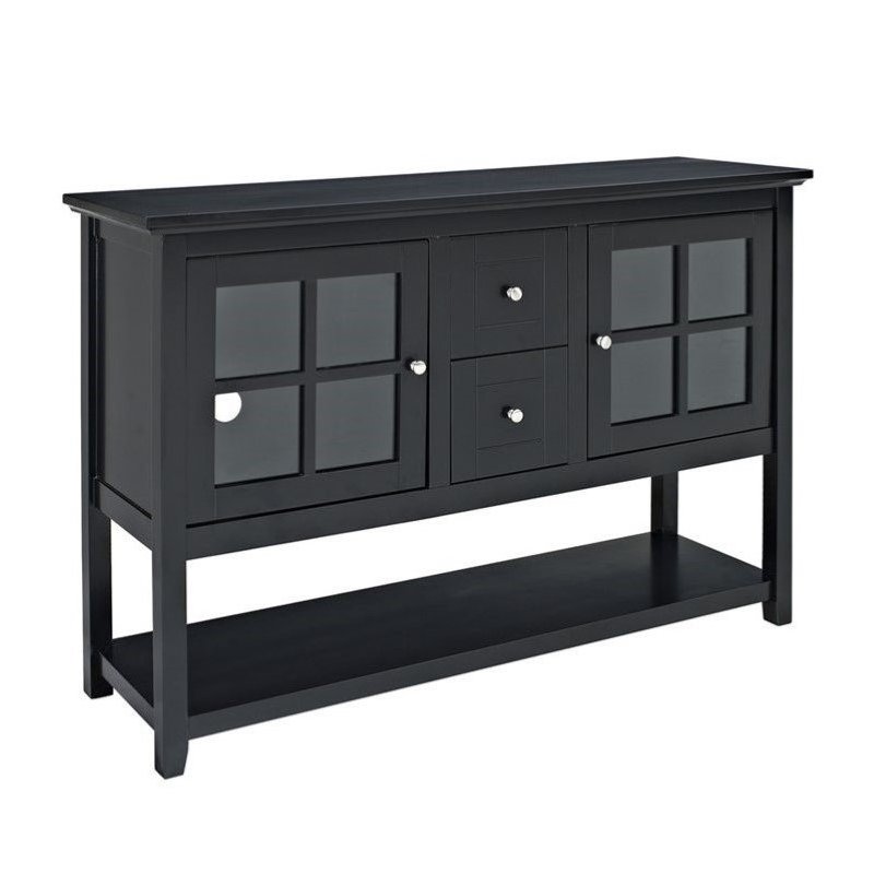 52" Wood Console Table TV Stand in Black - W52C4CTBL