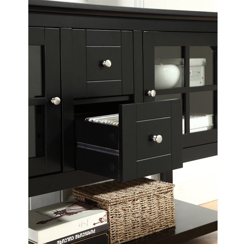 52" Wood Console Table TV Stand in Black W52C4CTBL