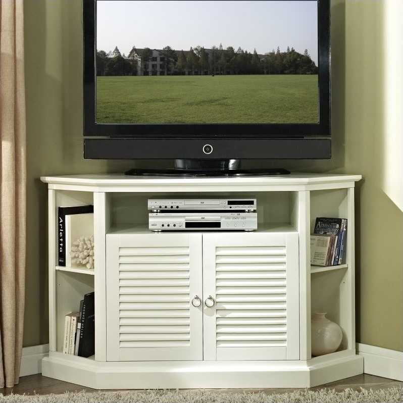 Walker Edison 52" Wood Corner TV Stand in White W52CCRWH