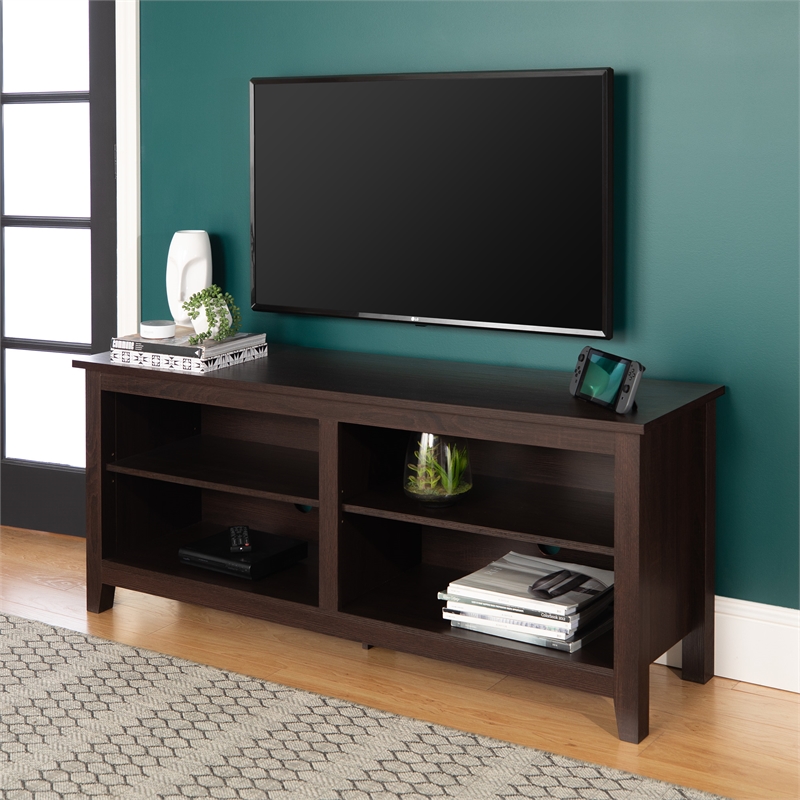 58" Simple Wood TV Stand in Espresso - W58CSPES