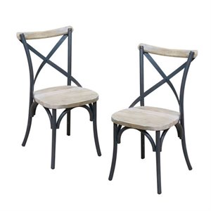 urban dining chair in antique black with reclaimed style (set of 2)