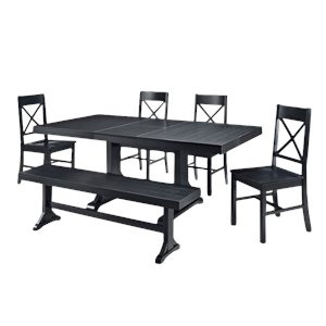 6-piece millwright wood dining set in black