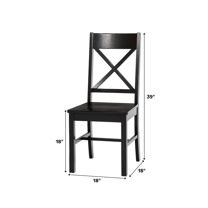 Wood Dining Chair in Black (Set of 2)