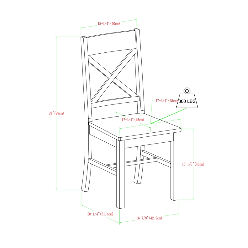 Wood Dining Chair in Black (Set of 2)