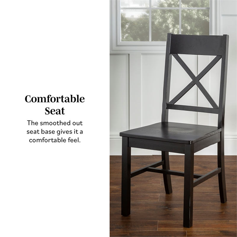 Wood Dining Chair in Black (Set of 2)