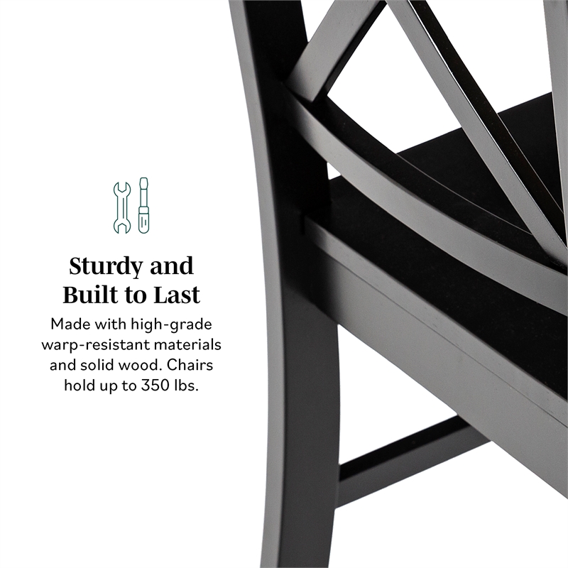 Wood Dining Chair in Black (Set of 2)