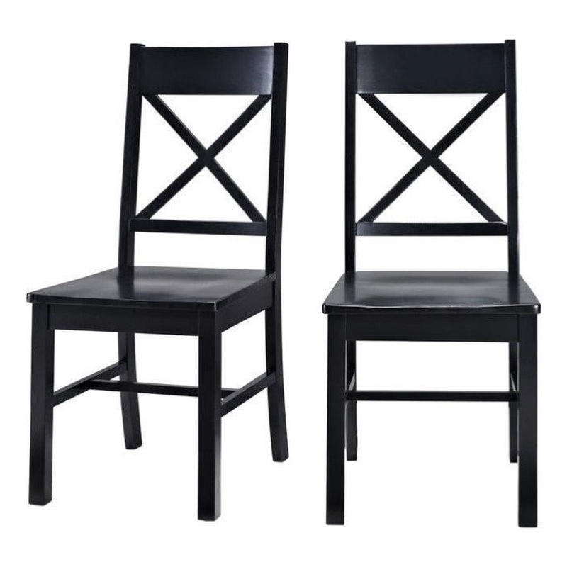 Wood Dining Chair in Black (Set of 2)
