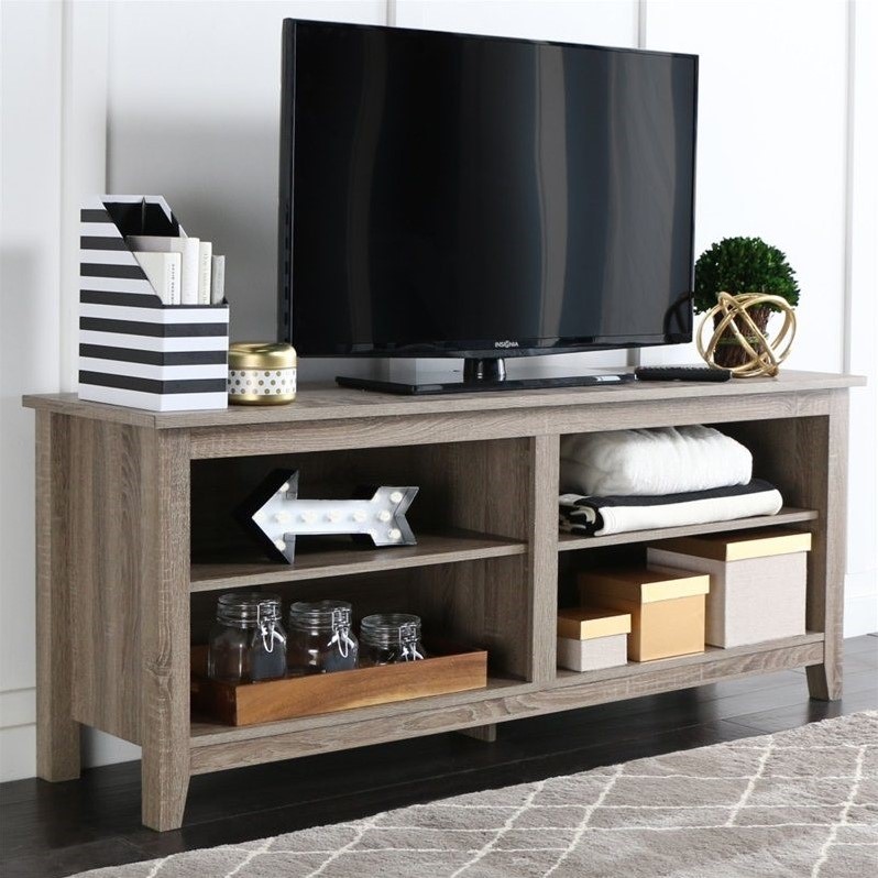 Walker Edison 58" Essential Wood TV Stand in Driftwood W58CSPAG