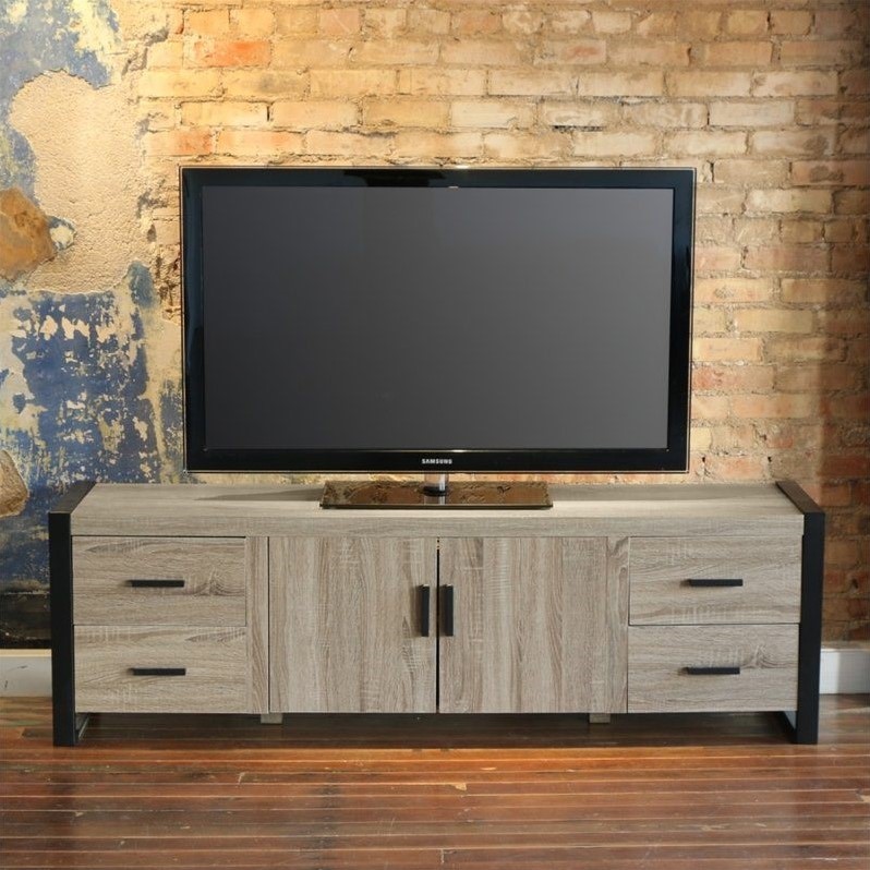 70" TV Stand in Ash Grey and Black W70UBC22AG