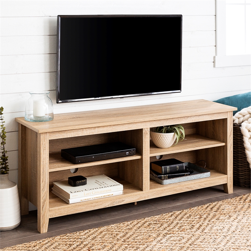 58" Essentials Wood TV Stand with Natural Wood Finish