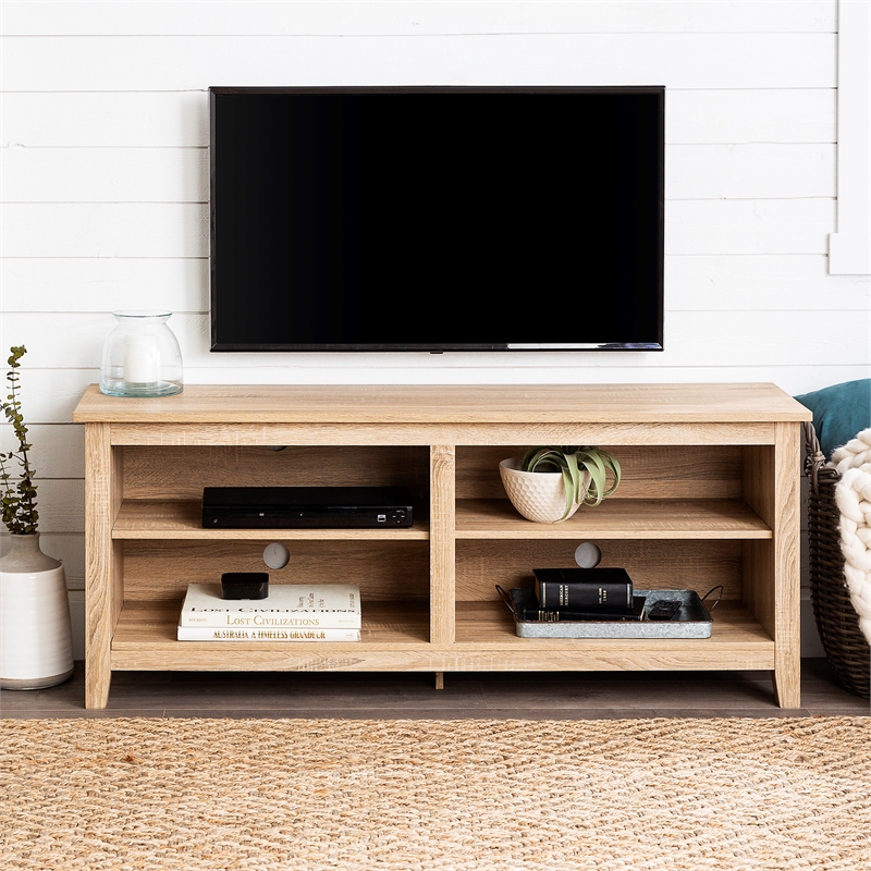 58" Essentials Wood TV Stand with Natural Wood Finish Cymax Business