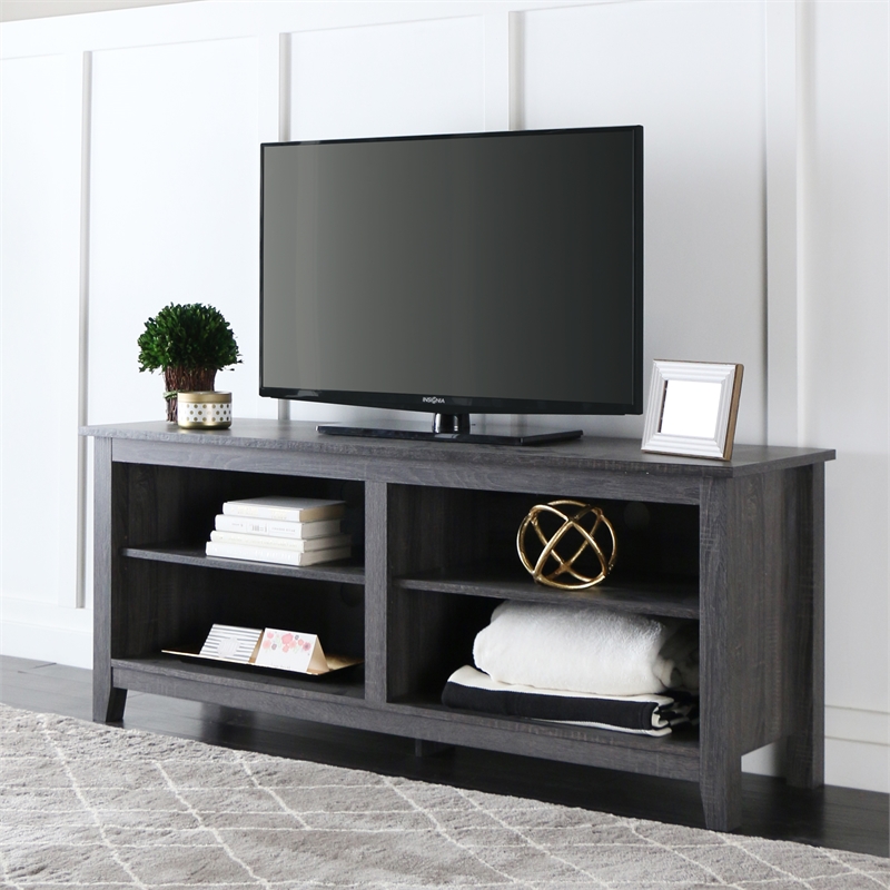 Walker Edison 58 Charcoal Grey Wood TV Stand Gray for sale online 