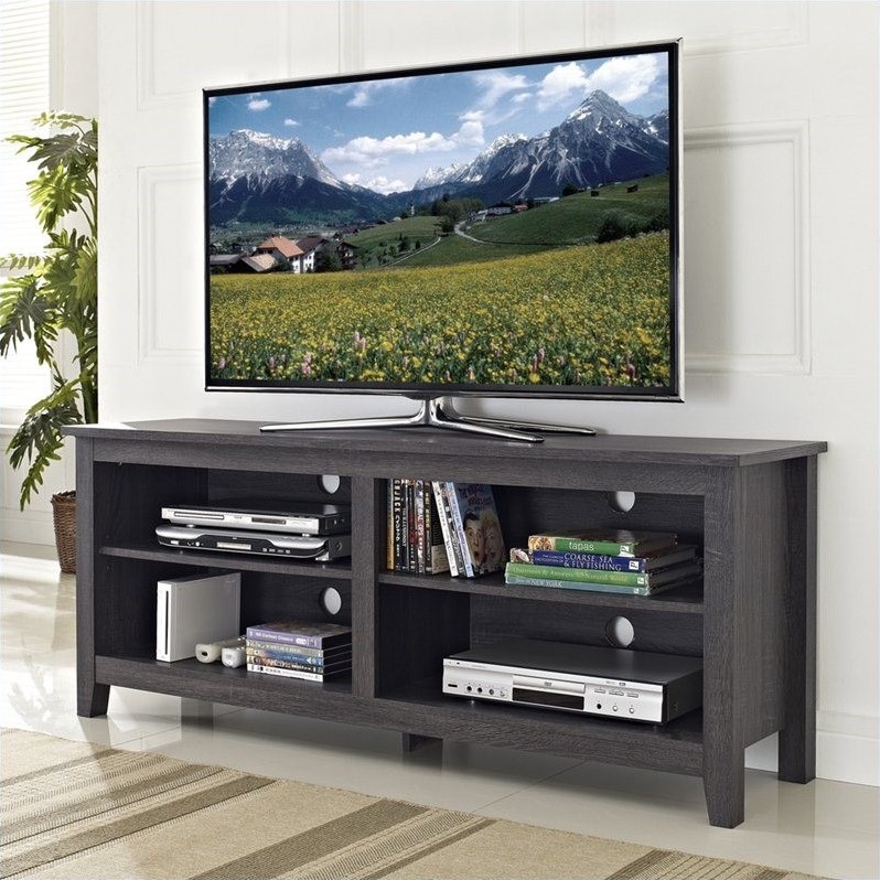 Walker Edison 58" Wood TV Stand in Charcoal Grey - W58CSPCL