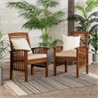 Acacia wood Patio Chairs with Cushions in Dark Brown - Set of 2