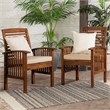 Acacia wood Patio Chairs with Cushions in Dark Brown - Set of 2